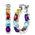 EverTrue - African Amethyst & Multi Gemstones Half Hoop Earring with Clasp 7.26 Ct.