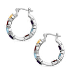 EverTrue - African Amethyst & Multi Gemstones Half Hoop Earring with Clasp 7.26 Ct.
