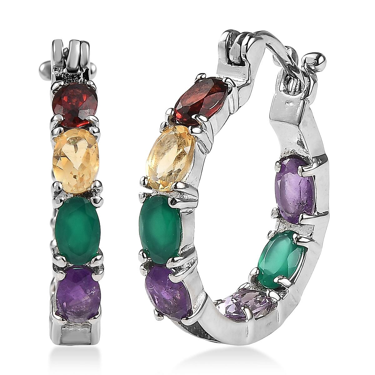 EverTrue Multi Gemstones Inside Out Hoop Earrings with Clasp 5.96 Ct. 8276455 0