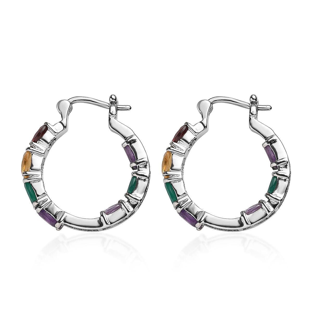EverTrue Multi Gemstones Inside Out Hoop Earrings with Clasp 5.96 Ct. 8276455 4