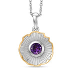EverTrue - African Amethyst Solitaire Pendant with Chain (Size 20) in Yellow Pen Plating