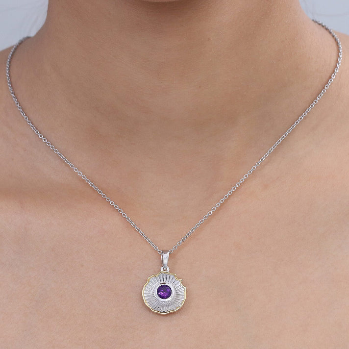 EverTrue - Red Garnet Solitaire Pendant with Chain (Size 20) in Yellow Pen Plating 1.02 Ct. 4465840 2