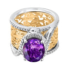 EverTrue African Amethyst Solitaire Ring in Two Tone 3.49 Ct.