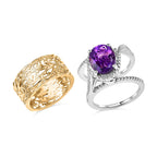 EverTrue African Amethyst Solitaire Ring in Two Tone 3.49 Ct.