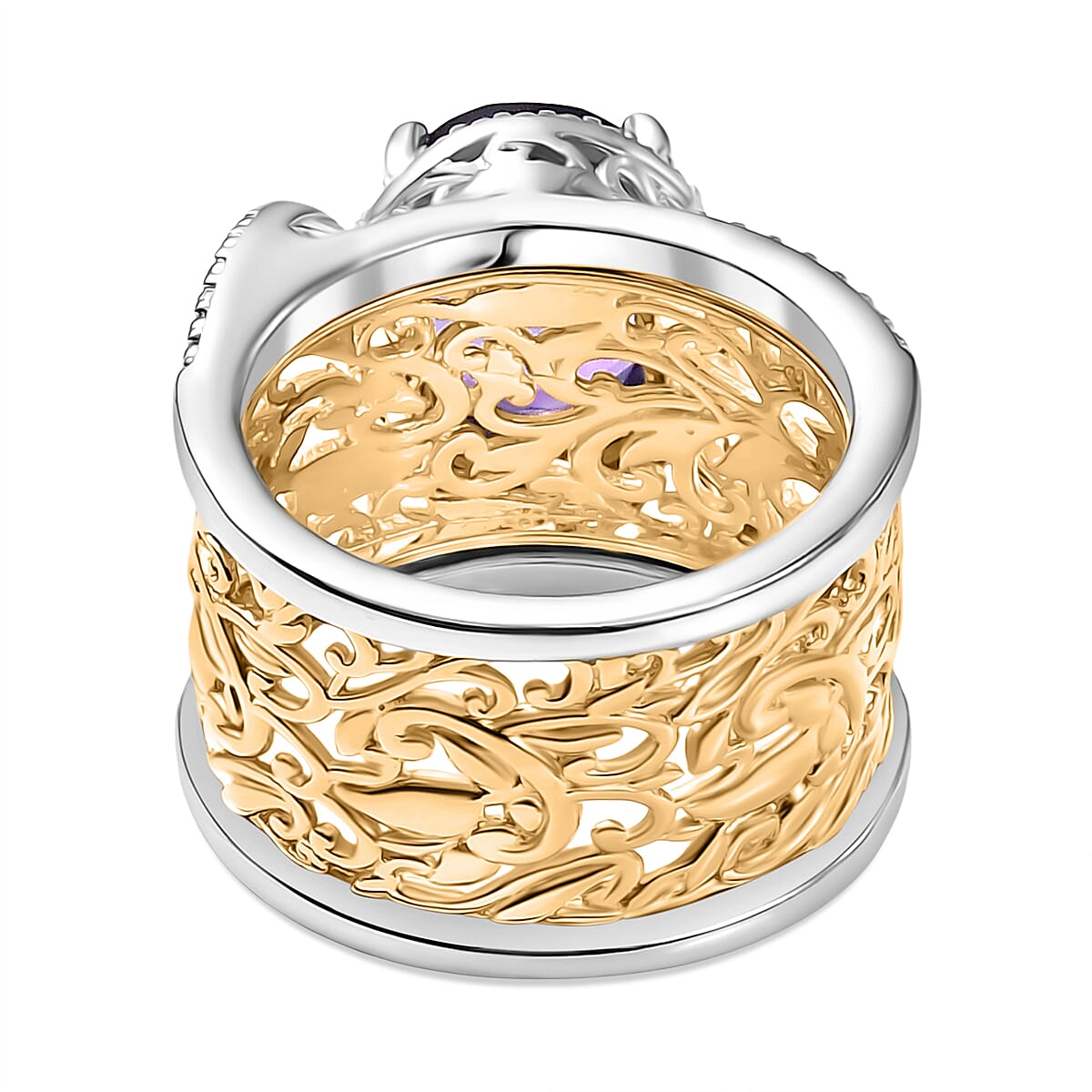 EverTrue African Amethyst Solitaire Ring in Two Tone 3.49 Ct. 8314365 6