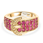 African Ruby Buckle Ring in Yellow Gold Plated 1.56 Ct.