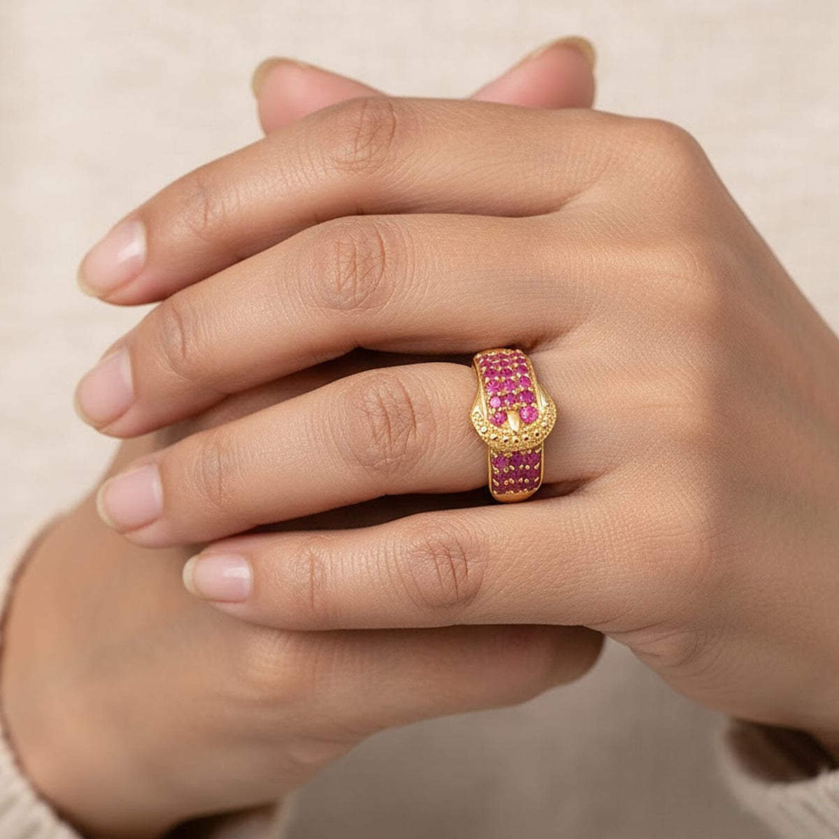 African Ruby Buckle Ring in Yellow Gold Plated 1.56 Ct. 8298326 3