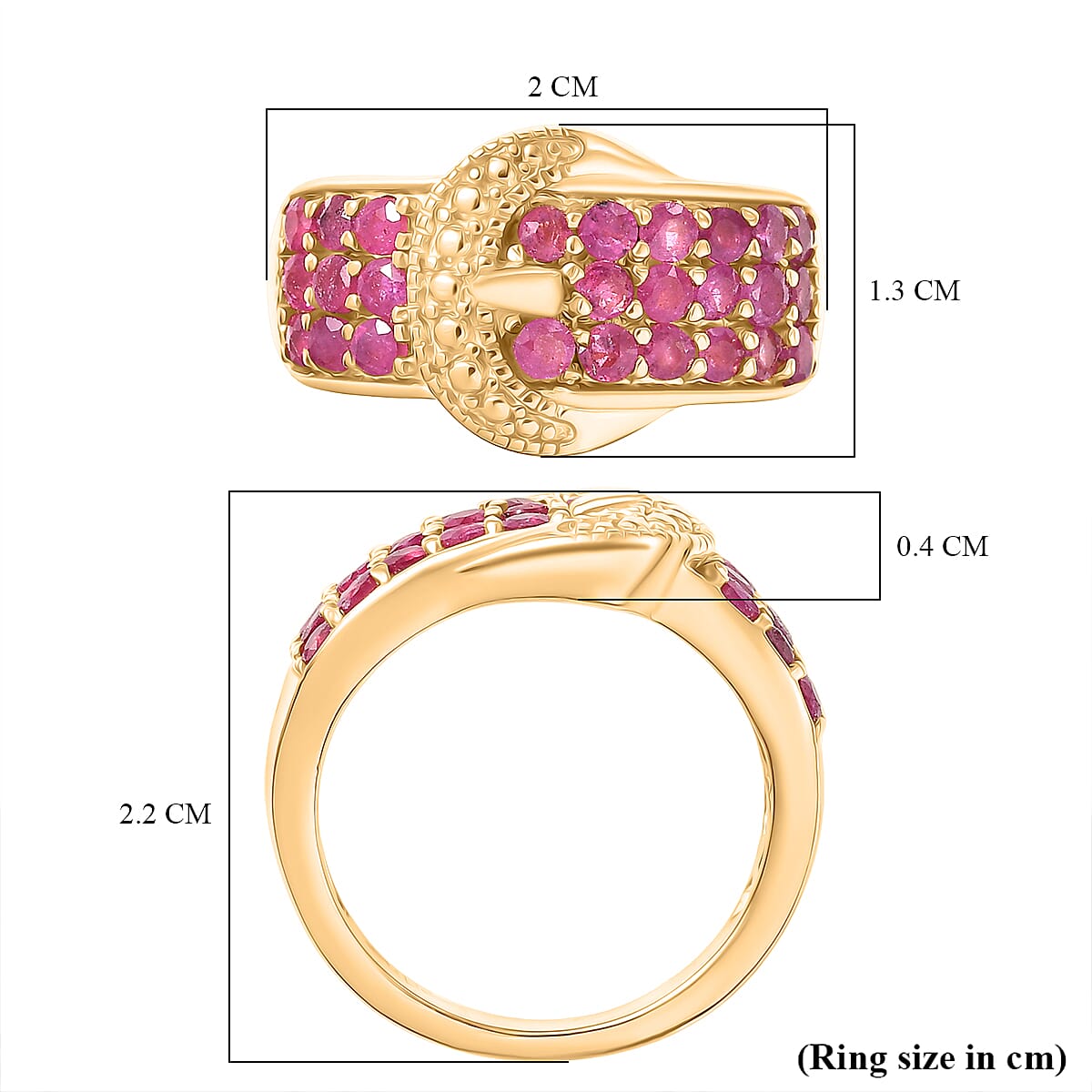 African Ruby Buckle Ring in Yellow Gold Plated 1.56 Ct. 8298326 6