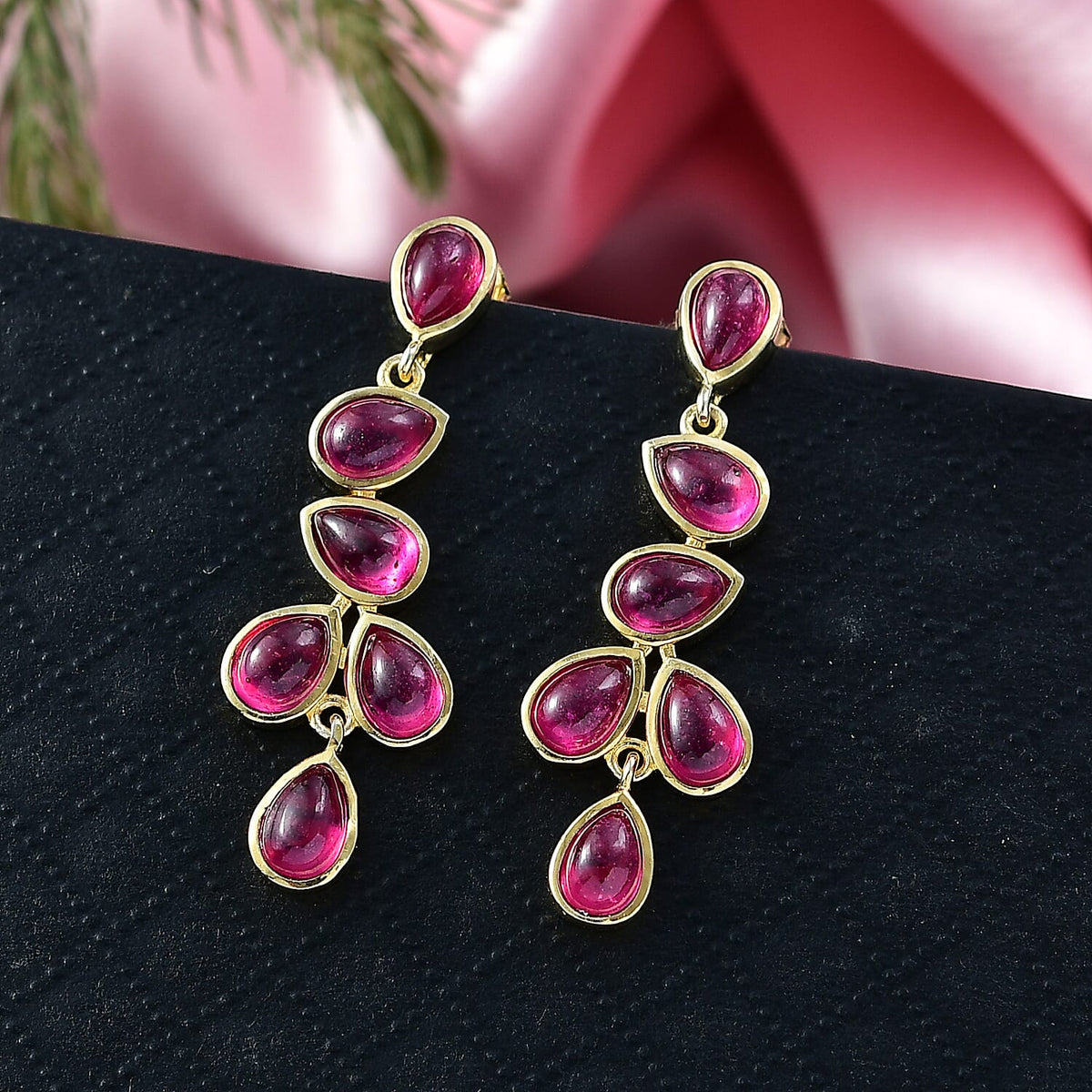 EverTrue Cabo Delgado Ruby Dangling Earring with Push Back in Yellow Gold Plated 9.47 Ct. 8266195 1
