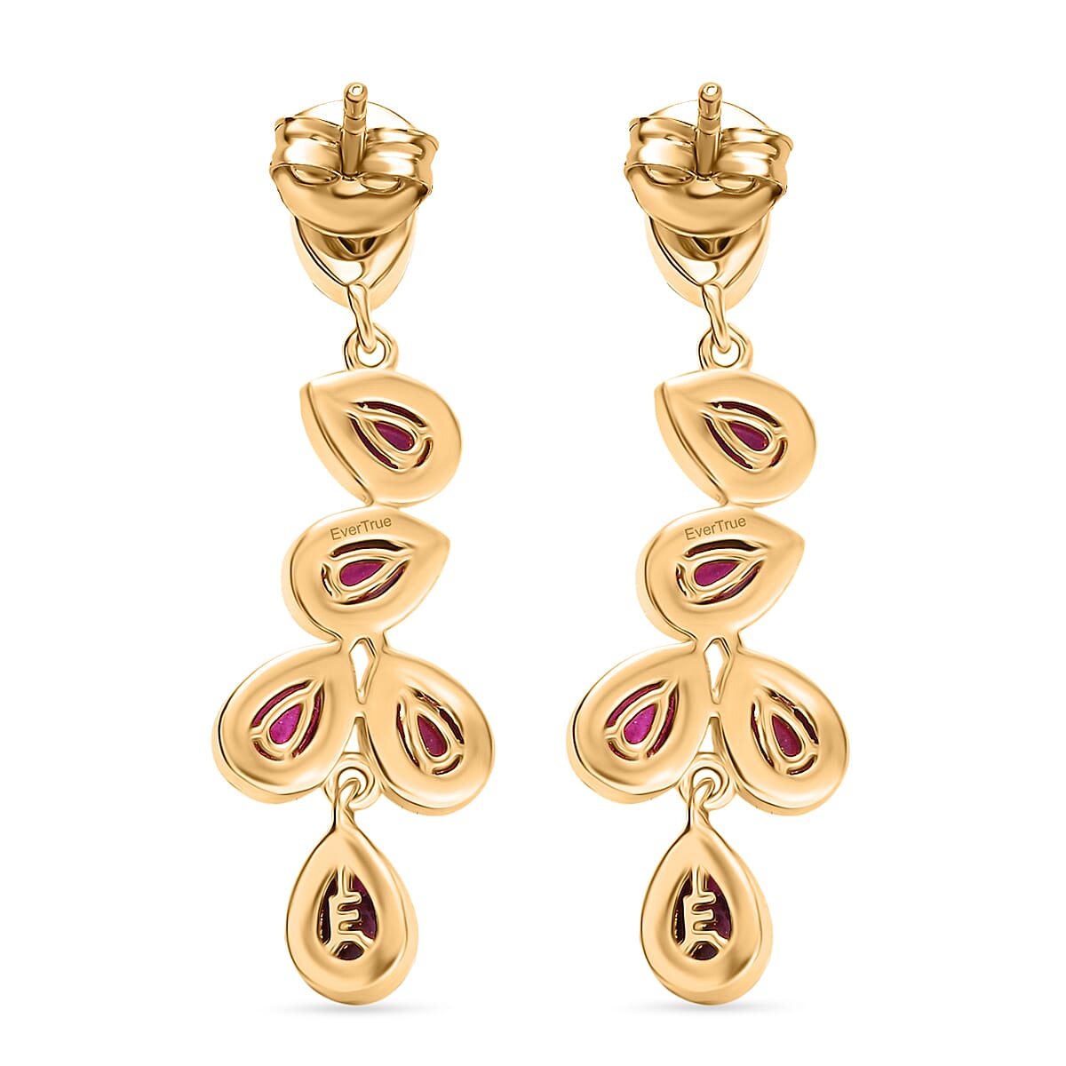 EverTrue Cabo Delgado Ruby Dangling Earring with Push Back in Yellow Gold Plated 9.47 Ct. 8266195 4