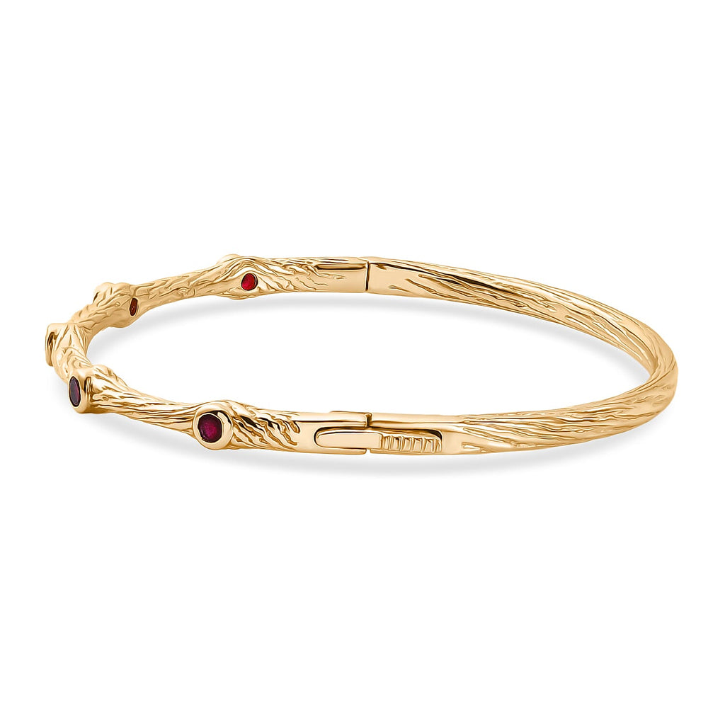 EverTrue African Ruby Bamboo Bangle in Yellow Gold Plated