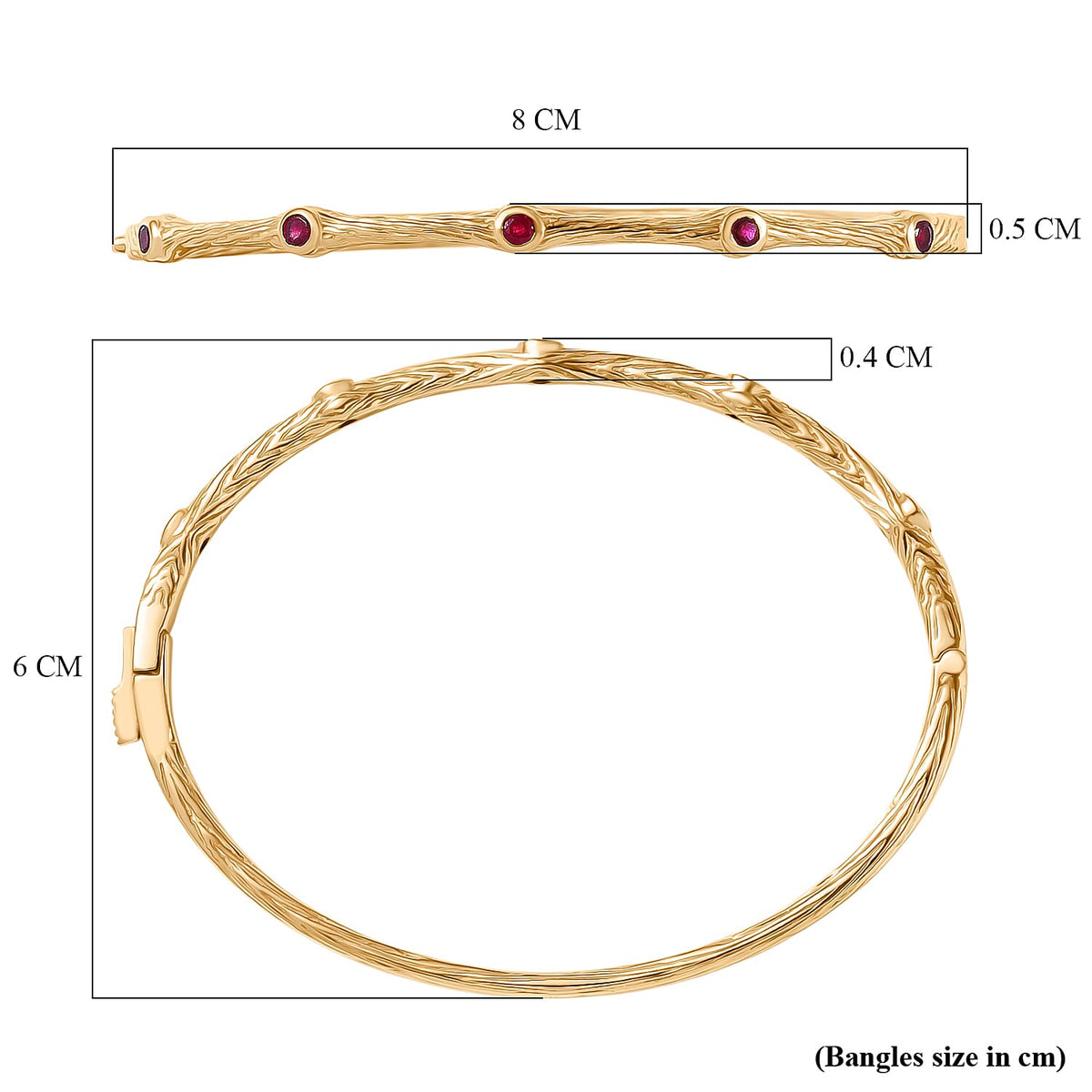 EverTrue African Ruby Bamboo Bangle in Yellow Gold Plated 8289975 6