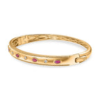 EverTrue African Ruby & White Zircon Full Bangle (Size -7.5) in Yellow Gold Tone 1.29 Ct.