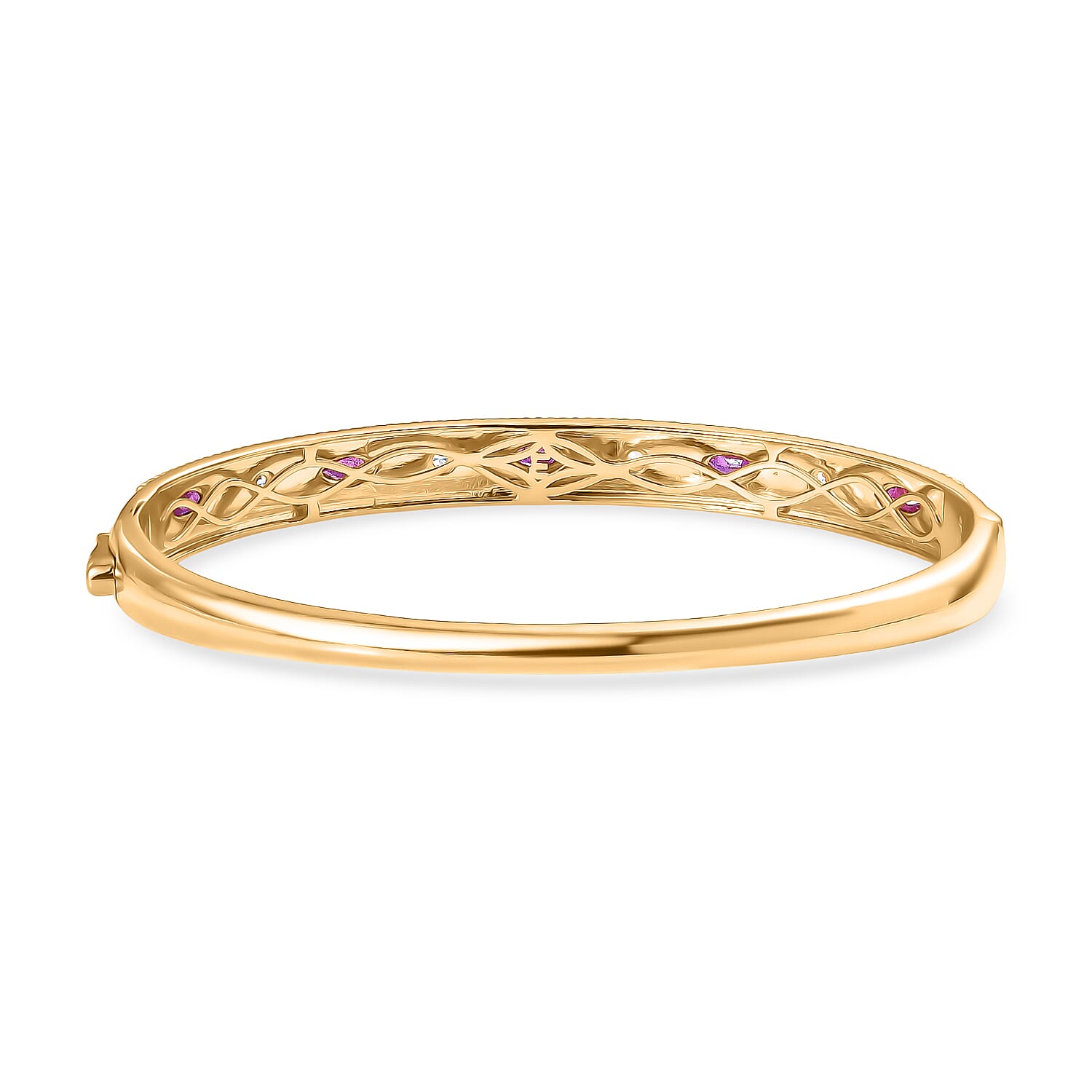 EverTrue African Ruby &amp; White Zircon Full Bangle (Size -7.5) in Yellow Gold Tone 1.29 Ct. 8297339 5