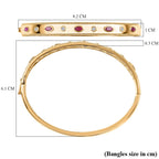 EverTrue African Ruby & White Zircon Full Bangle (Size -7.5) in Yellow Gold Tone 1.29 Ct.