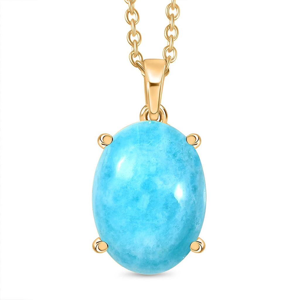 EverTrue Amazonite Oval Cut Solitaire Pendant with Chain (Size 20)  9.54 Ct.