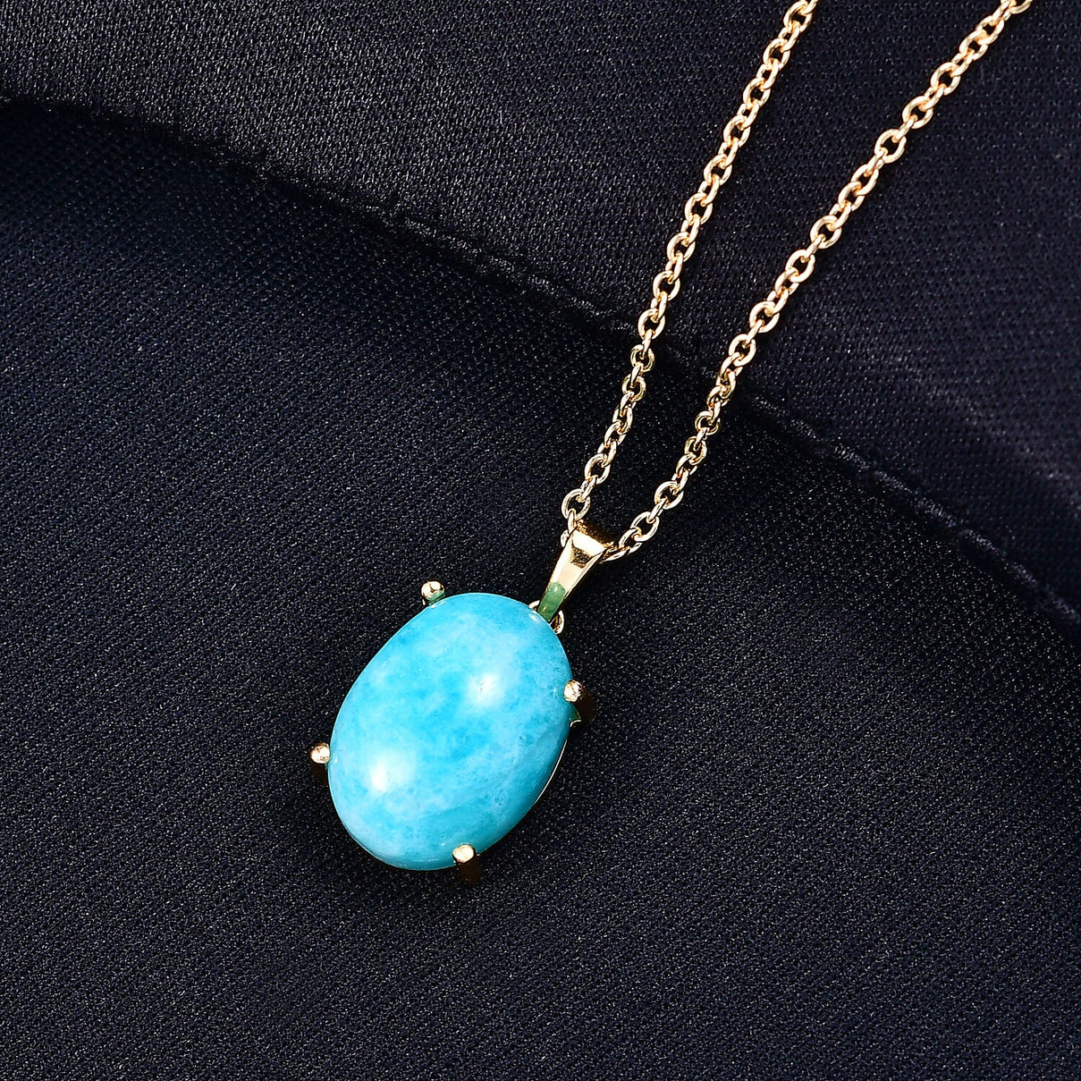 EverTrue Amazonite Oval Cut Solitaire Pendant with Chain (Size 20)  9.54 Ct. 4441278 2