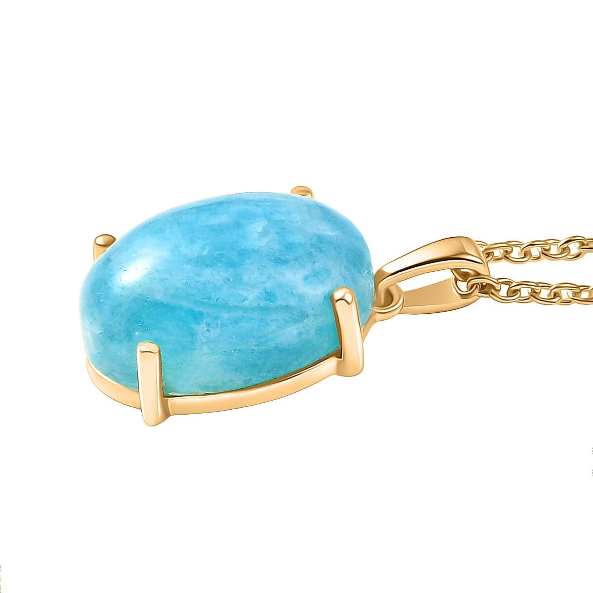 EverTrue Amazonite Oval Cut Solitaire Pendant with Chain (Size 20)  9.54 Ct. 4441278 4