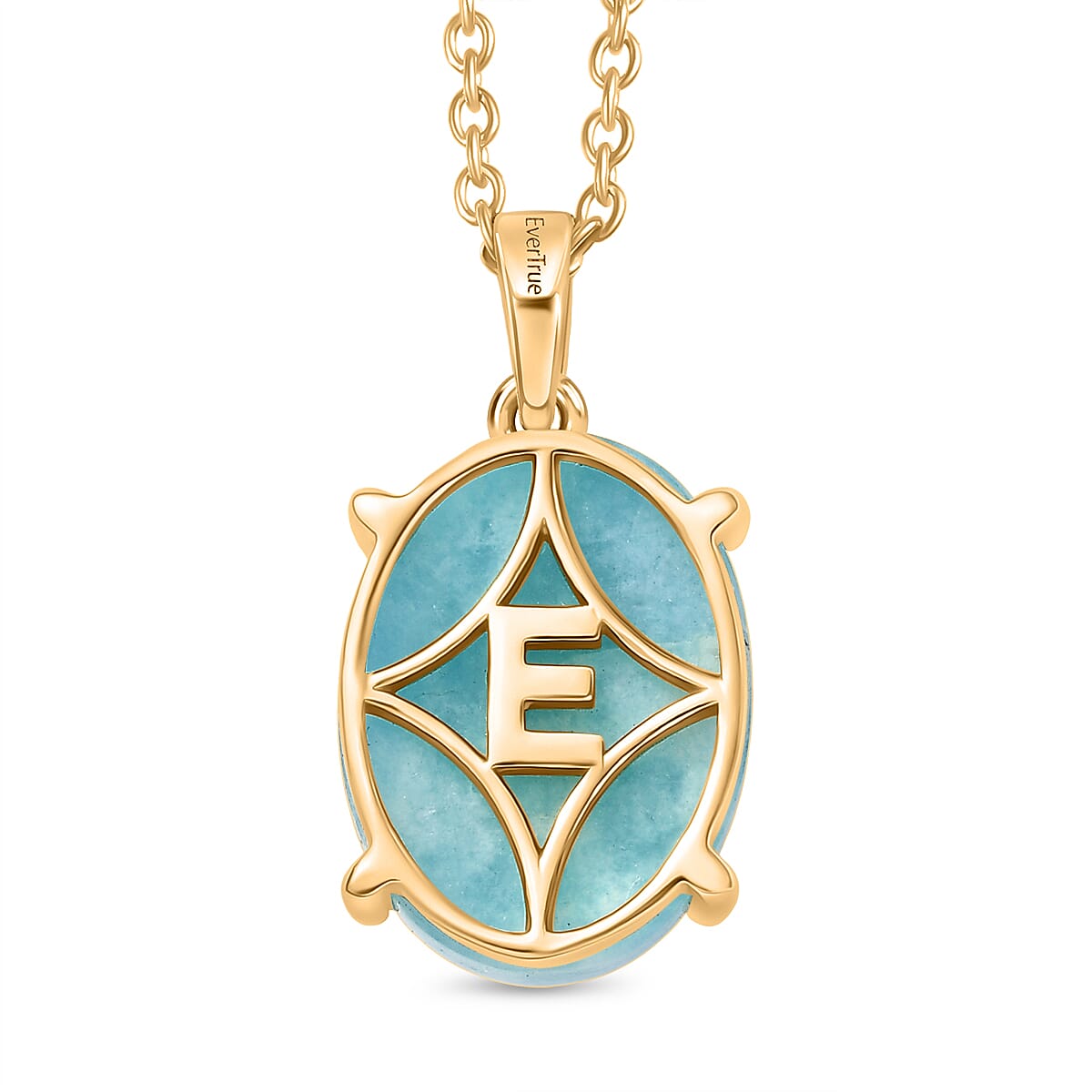 EverTrue Amazonite Oval Cut Solitaire Pendant with Chain (Size 20)  9.54 Ct. 4441278 5
