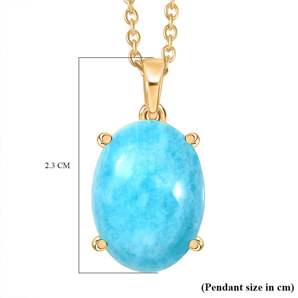 EverTrue Amazonite Oval Cut Solitaire Pendant with Chain (Size 20)  9.54 Ct.