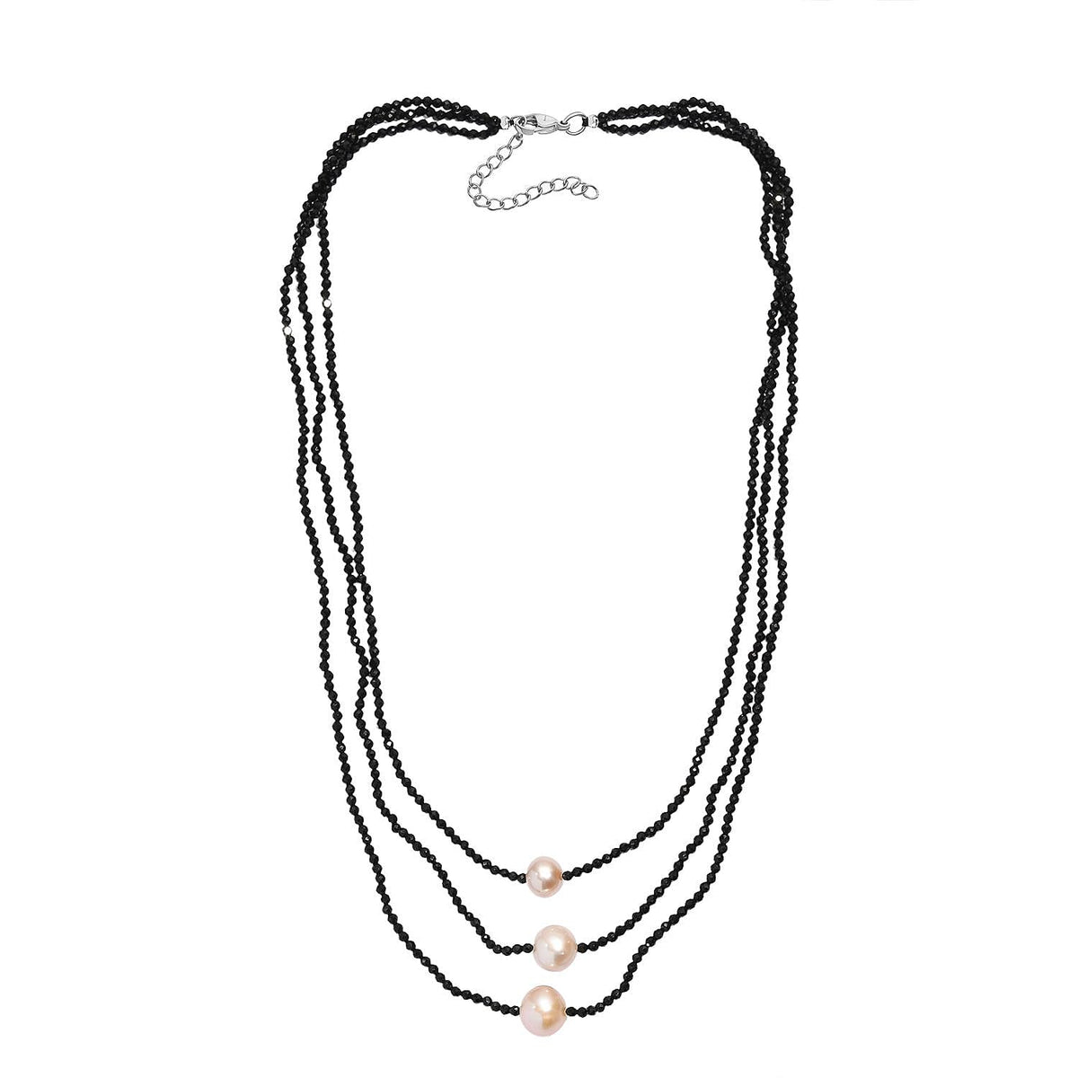 Boutique Collection - Natural Black Spinel &amp; Fresh Water Pearl Triple Strand Necklace (Size 18 - 2) 69.00 Ct. 8320379 4