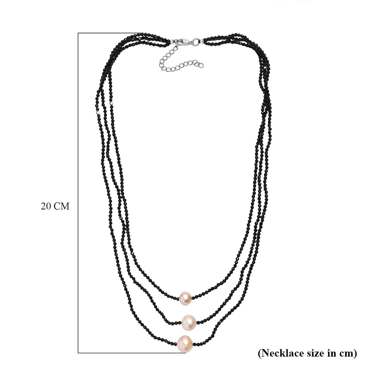 Boutique Collection - Natural Black Spinel &amp; Fresh Water Pearl Triple Strand Necklace (Size 18 - 2) 69.00 Ct. 8320379 6