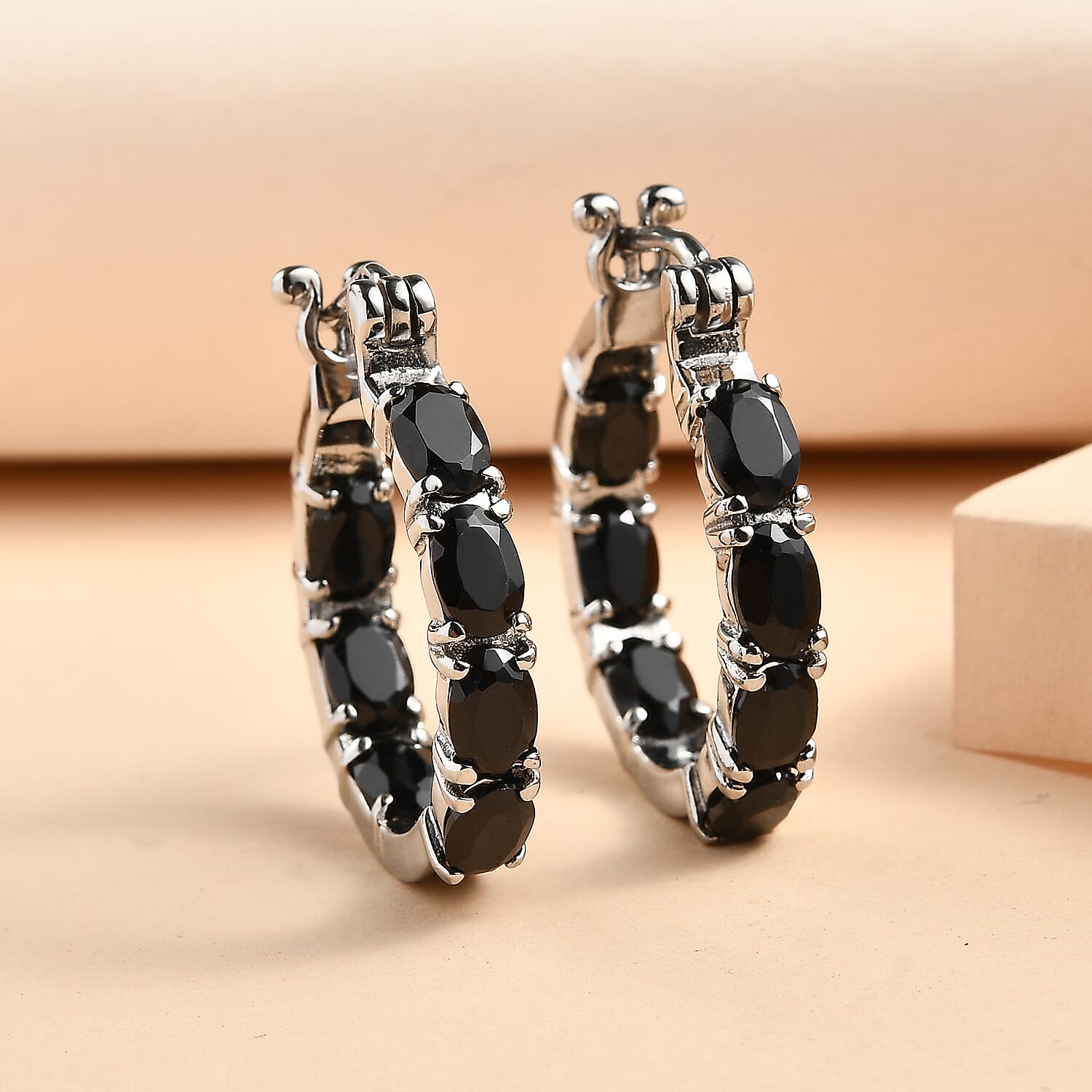 EverTrue Black Spinel J Hook Half Hoop Earring 8.36 Ct. 8276457 2