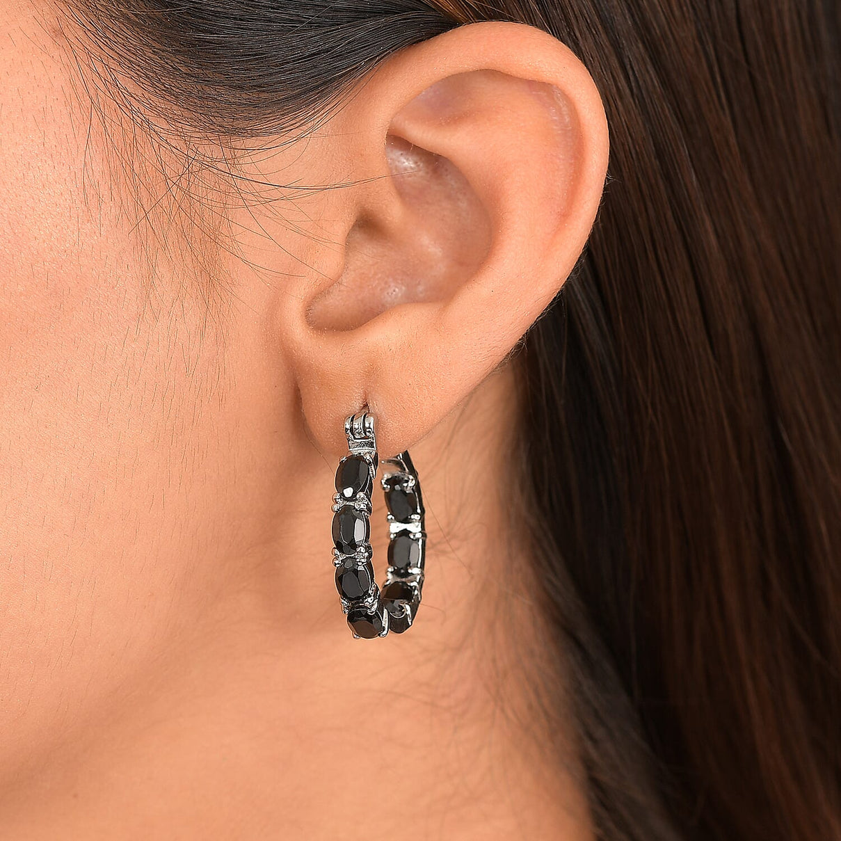 EverTrue Black Spinel J Hook Half Hoop Earring 8.36 Ct. 8276457 3