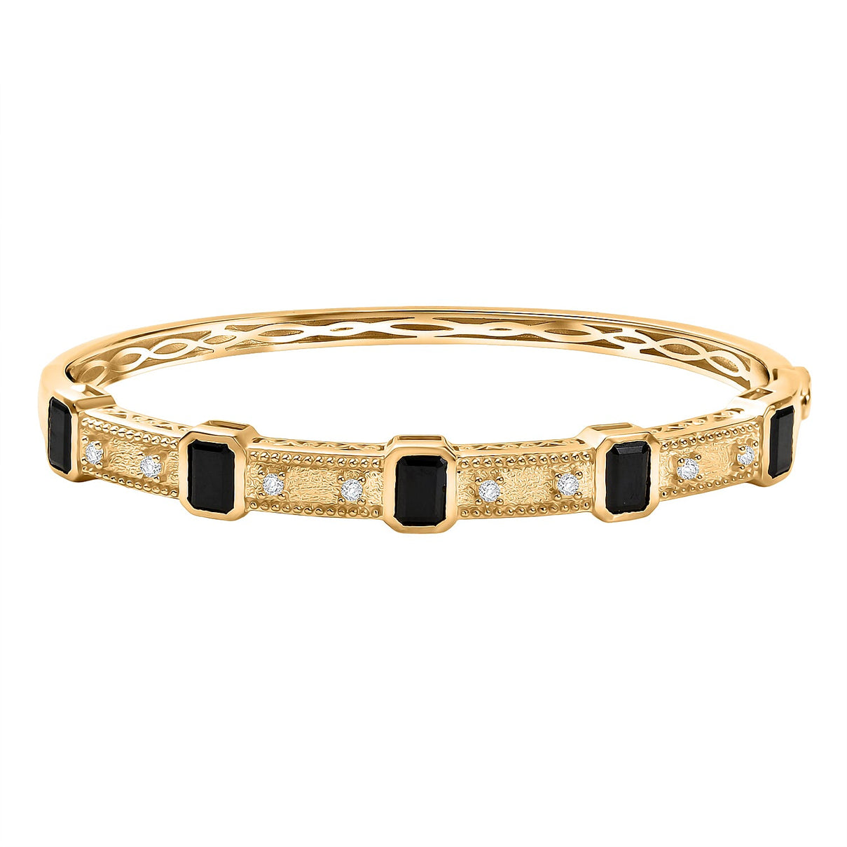 EverTrue Black Spinel &amp; White Zircon Full Bangle (Size 7.5) in Yellow Gold Tone 7.72 Ct. 8271473 0