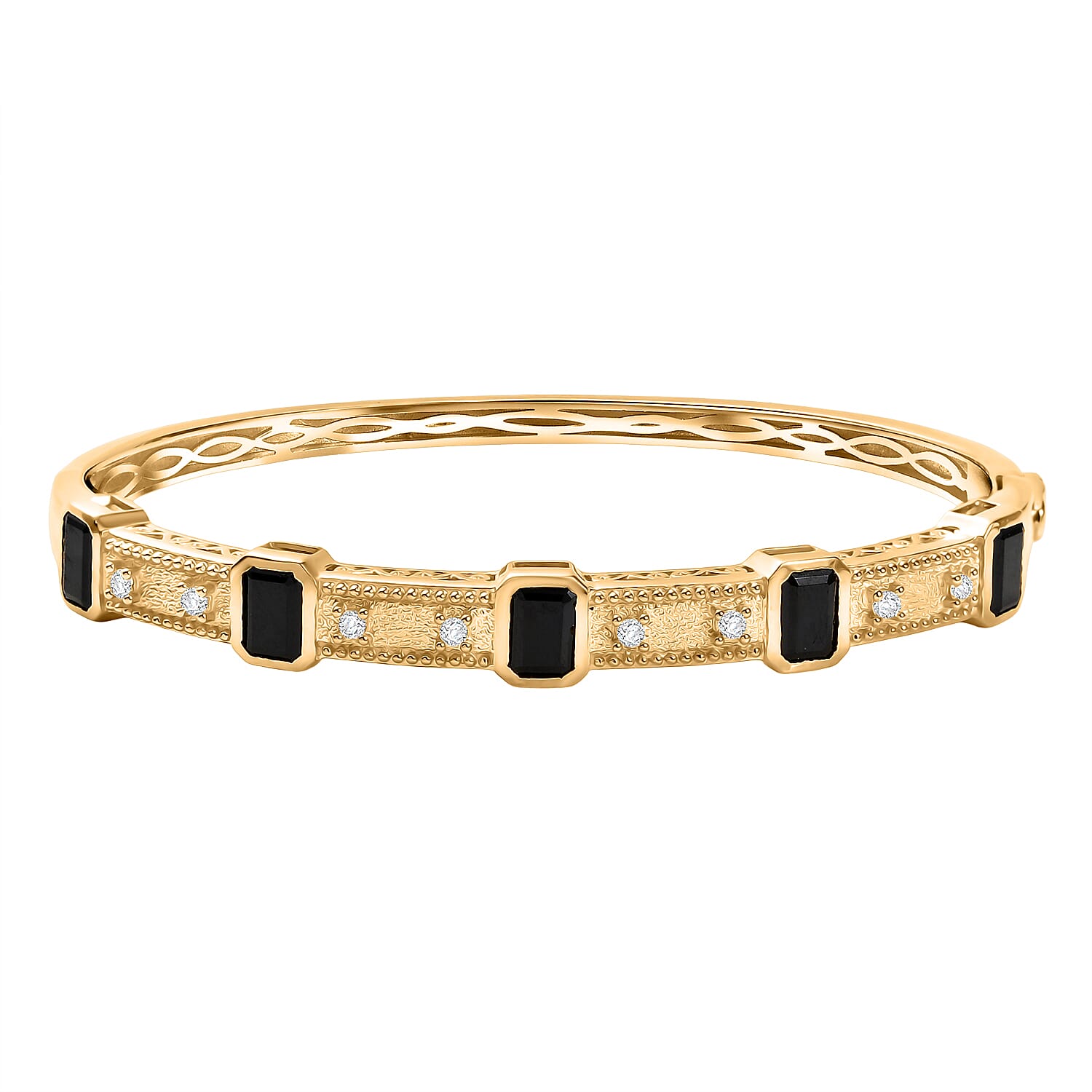 EverTrue Black Spinel &amp; White Zircon Full Bangle (Size 7.5) in Yellow Gold Tone 7.72 Ct. 8271473 0