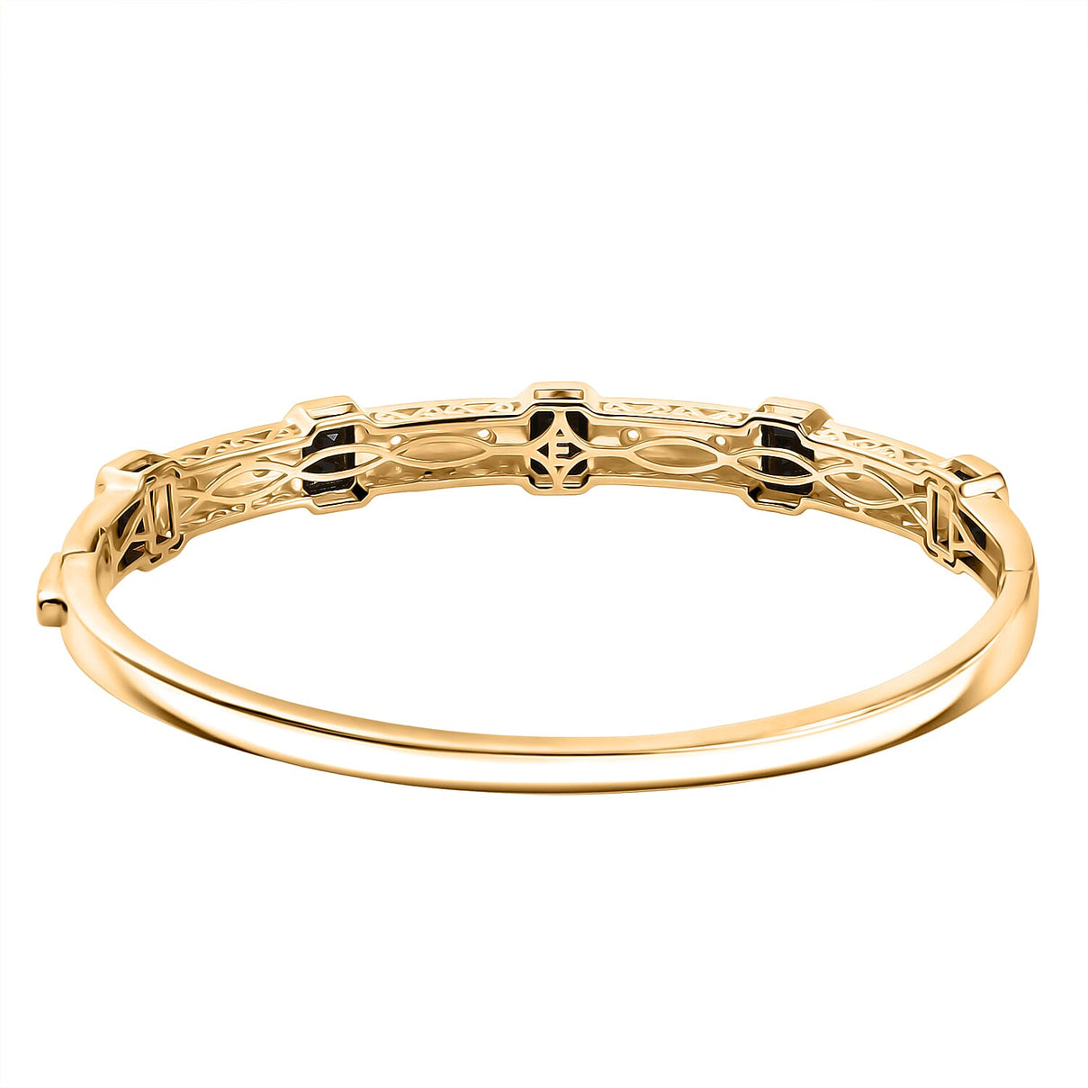 EverTrue Black Spinel &amp; White Zircon Full Bangle (Size 7.5) in Yellow Gold Tone 7.72 Ct. 8271473 5