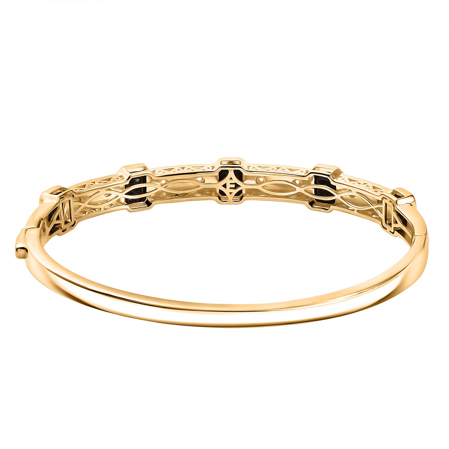 EverTrue Black Spinel &amp; White Zircon Full Bangle (Size 7.5) in Yellow Gold Tone 7.72 Ct. 8271473 5