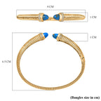 EverTrue Blue Turquoise & White Cubic Zirconia Cuff Bangle (Size-7.5) in Yellow Gold Tone 3.61 Ct.