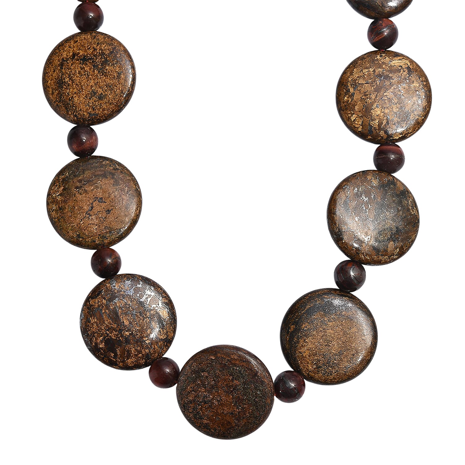 EverTrue Brownzite Jasper &amp; Red Tiger Eye Necklace (Size 20) in Platinum Overlay 485.00 Ct. 8287690 0