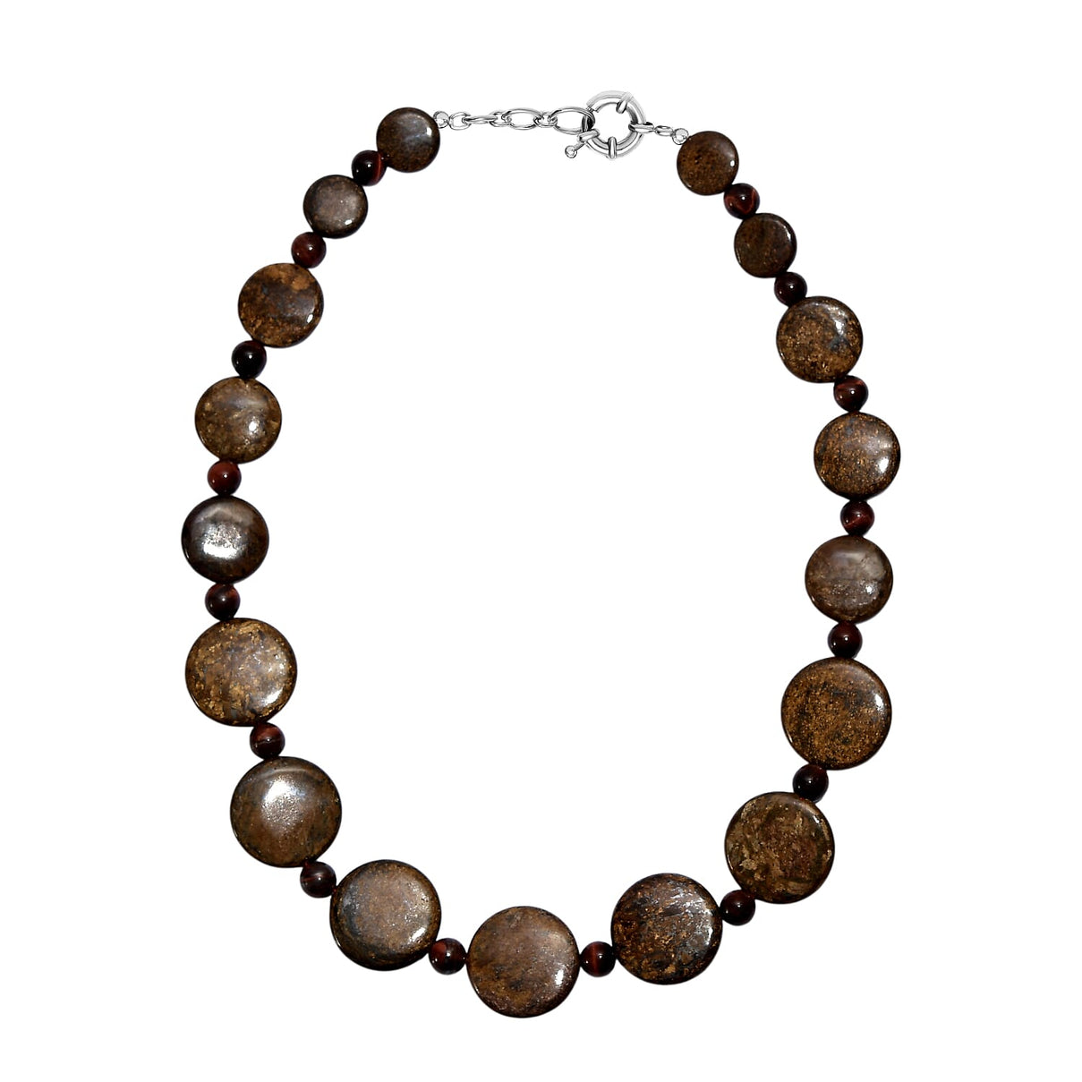EverTrue Brownzite Jasper &amp; Red Tiger Eye Necklace (Size 20) in Platinum Overlay 485.00 Ct. 8287690 4