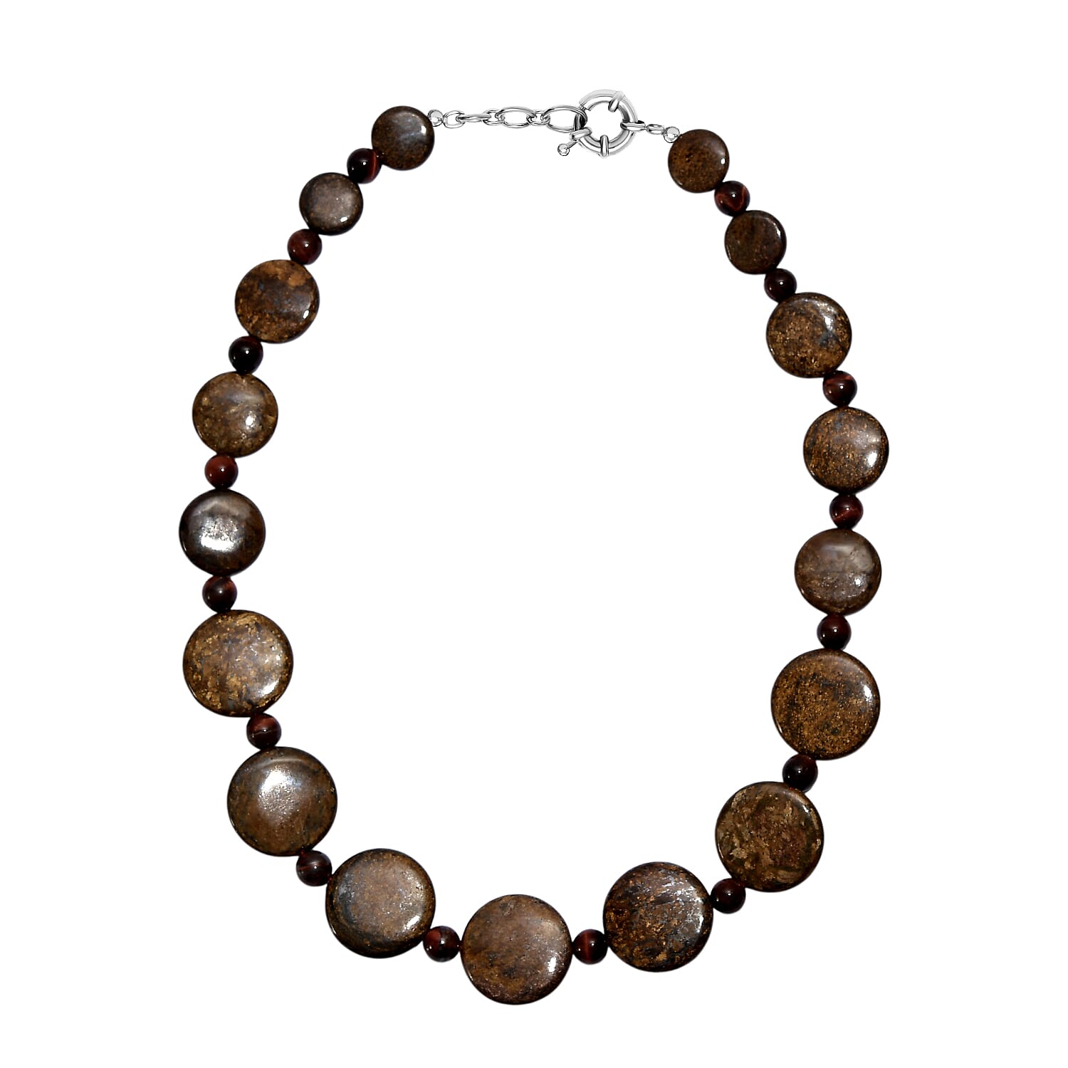 EverTrue Brownzite Jasper &amp; Red Tiger Eye Necklace (Size 20) in Platinum Overlay 485.00 Ct. 8287690 4