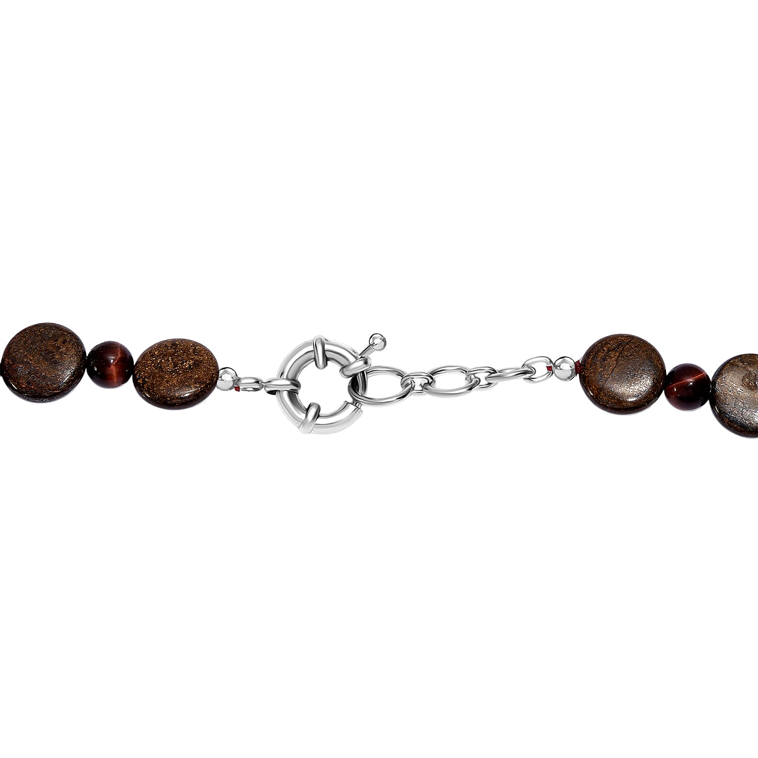 EverTrue Brownzite Jasper &amp; Red Tiger Eye Necklace (Size 20) in Platinum Overlay 485.00 Ct. 8287690 5