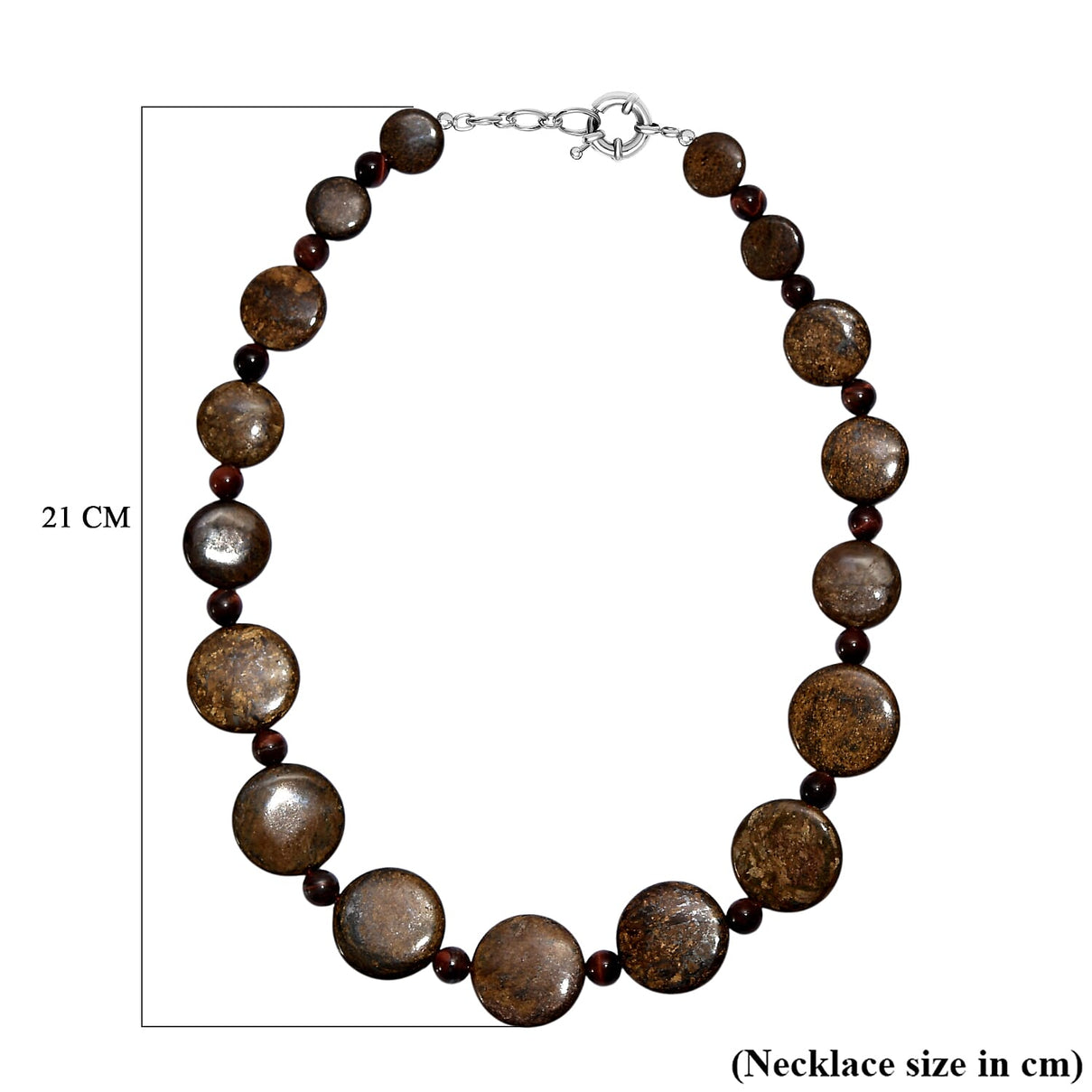 EverTrue Brownzite Jasper &amp; Red Tiger Eye Necklace (Size 20) in Platinum Overlay 485.00 Ct. 8287690 6