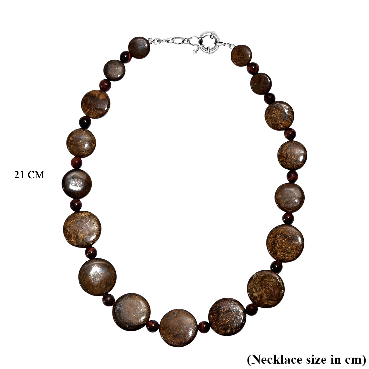 EverTrue Brownzite Jasper &amp; Red Tiger Eye Necklace (Size 20) in Platinum Overlay 485.00 Ct. 8287690 6