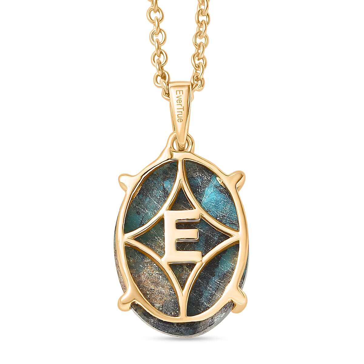 EverTrue Chrysocolla Oval Cut Solitaire Pendant with Chain (Size 20)  9.82 Ct. 4441280 5