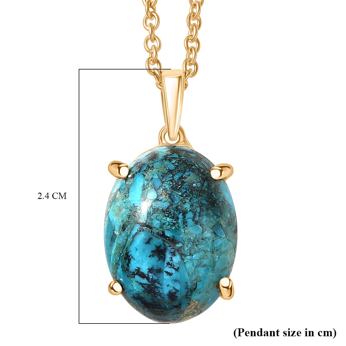 EverTrue Chrysocolla Oval Cut Solitaire Pendant with Chain (Size 20)  9.82 Ct. 4441280 7