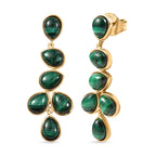 Designer Inspired - Malachite Drop Earrings with Push Back in Yellow Gold Plated 27.13 Ct.