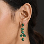 Designer Inspired - Malachite Drop Earrings with Push Back in Yellow Gold Plated 27.13 Ct.