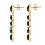 Designer Inspired - Malachite Drop Earrings with Push Back in Yellow Gold Plated 27.13 Ct.