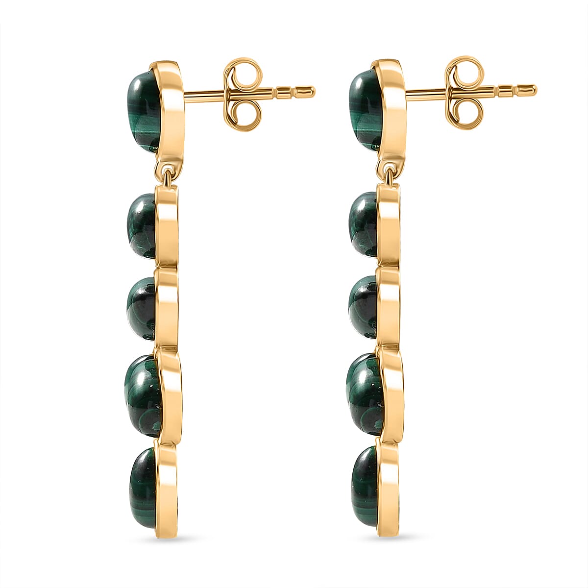 Designer Inspired - Malachite Drop Earrings with Push Back in Yellow Gold Plated 27.13 Ct. 8239054 3