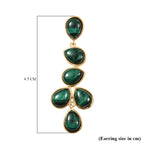 Designer Inspired - Malachite Drop Earrings with Push Back in Yellow Gold Plated 27.13 Ct.