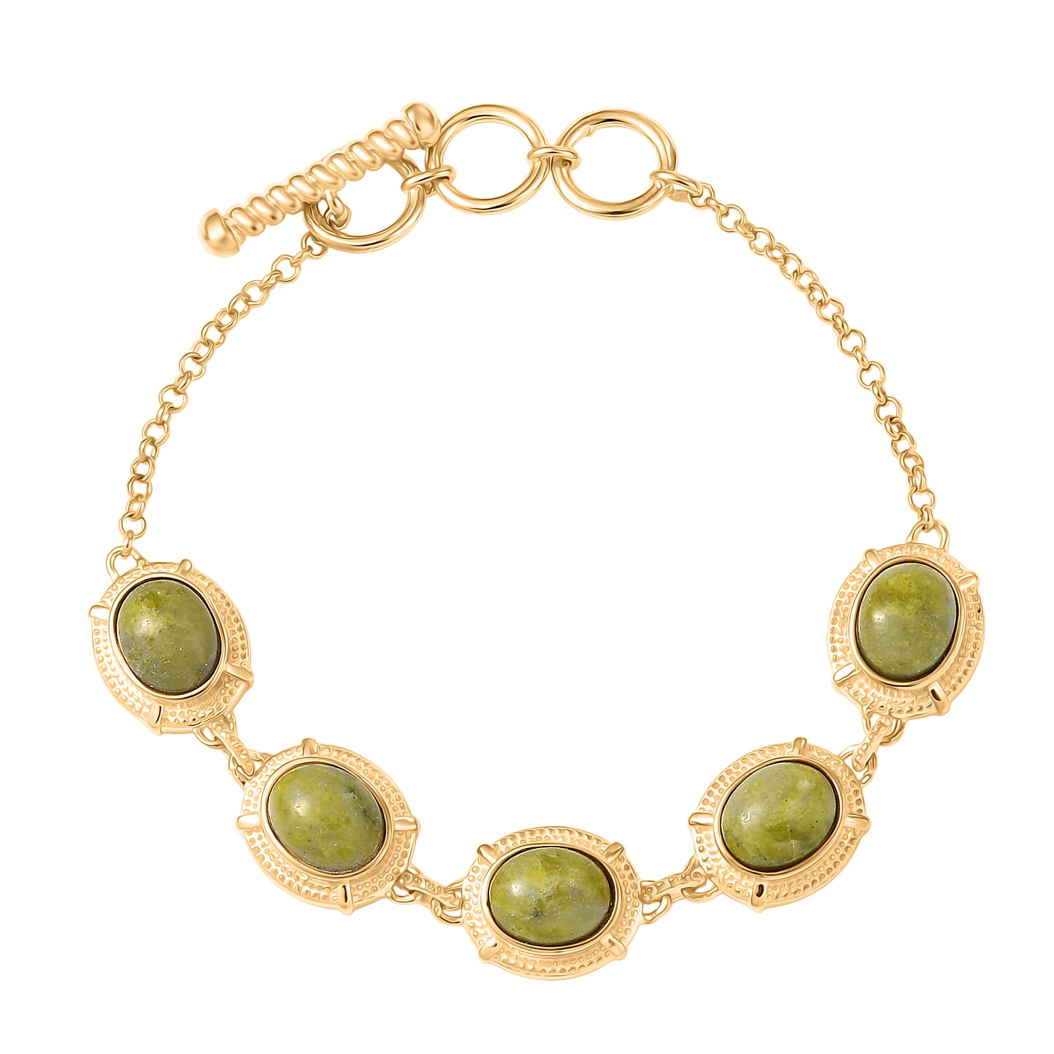 EverTrue Connemara Marble Cluster Bracelet (Size 7.5) with Toggle Lock in Yellow Gold Plated 14.55 Ct. 8272342 0