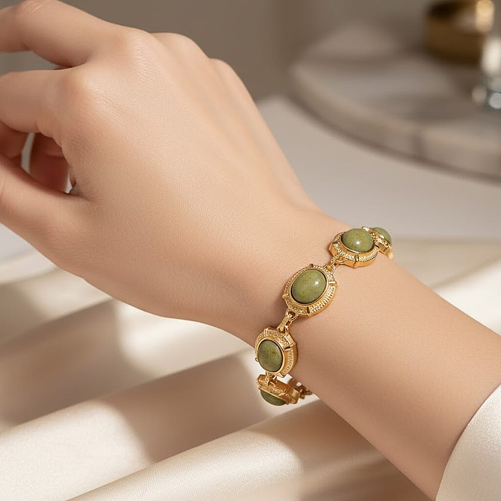 EverTrue Connemara Marble Cluster Bracelet (Size 7.5) with Toggle Lock in Yellow Gold Plated 14.55 Ct. 8272342 3