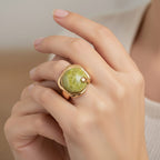 EverTrue Connemara Marble Ring in Yellow Gold Plated 13.95 Ct.