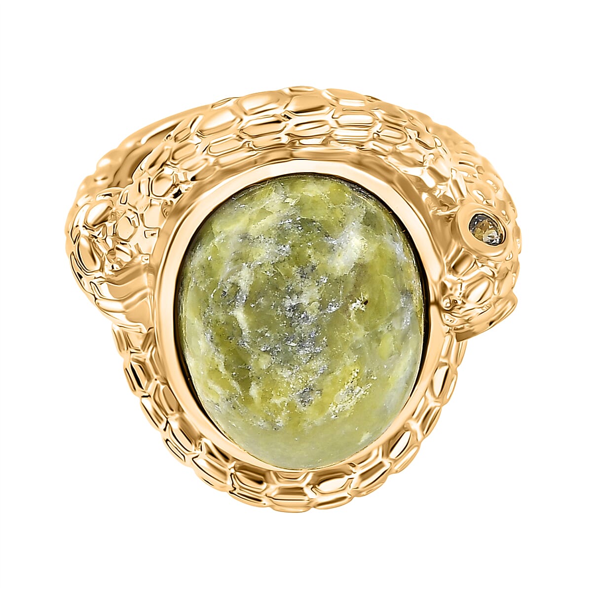 EverTrue Connemara Marble &amp; Green Sapphire Living Creature Ring in Yellow Gold Plated 9.79 Ct. 8296437 0